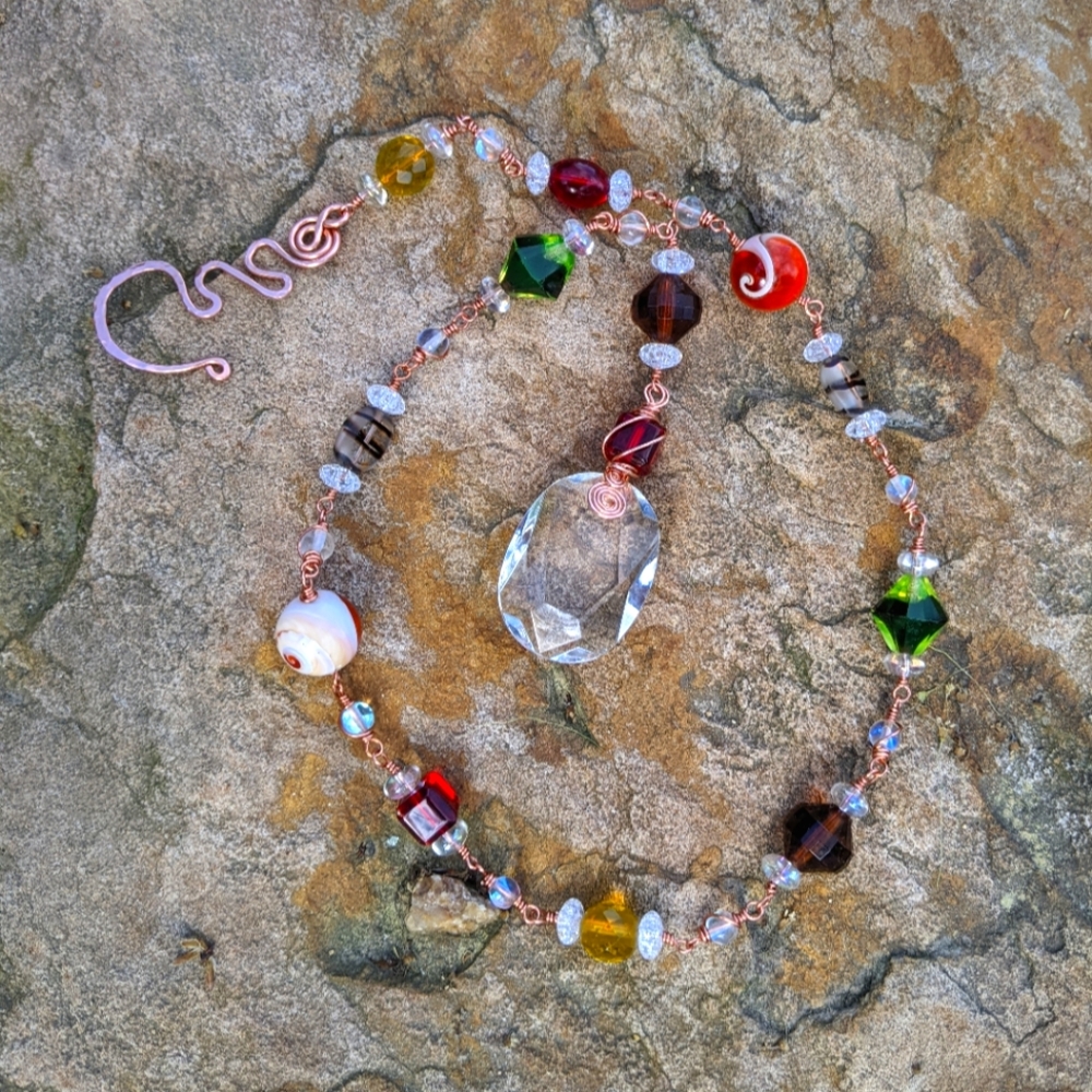 Window Prism Glass Sun Catcher Genuine Copper Wire Wrapped Window Art - Picture 10 of 16